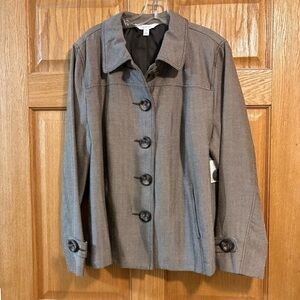 Relativity Blazer Lined Womens Size 2XL Oversize Button Brown Herringbone NWT